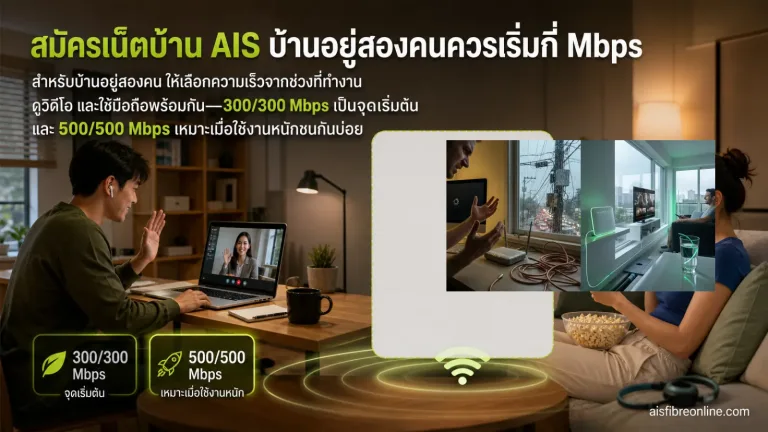 สมัครเน็ตบ้าน AIS แสดง ผู้อาศัย 2 คนใช้อินเทอร์เน็ตพร้อมกันอย่างชัดเจน