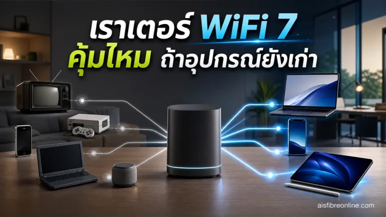 เราเตอร์ WiFi 7 WiFi 7 เลือกเราเตอร์ แสดง เราเตอร์ WiFi 7 แบบไม่ระบุแบรนด์เป็นจุดศูนย์กลาง