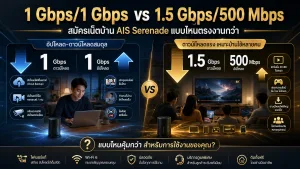 1 Gbps/1 Gbps กับ 1.5 Gbps/500 Mbps สมัครเน็ตบ้าน AIS Serenade แบบไหนตรงงานกว่า